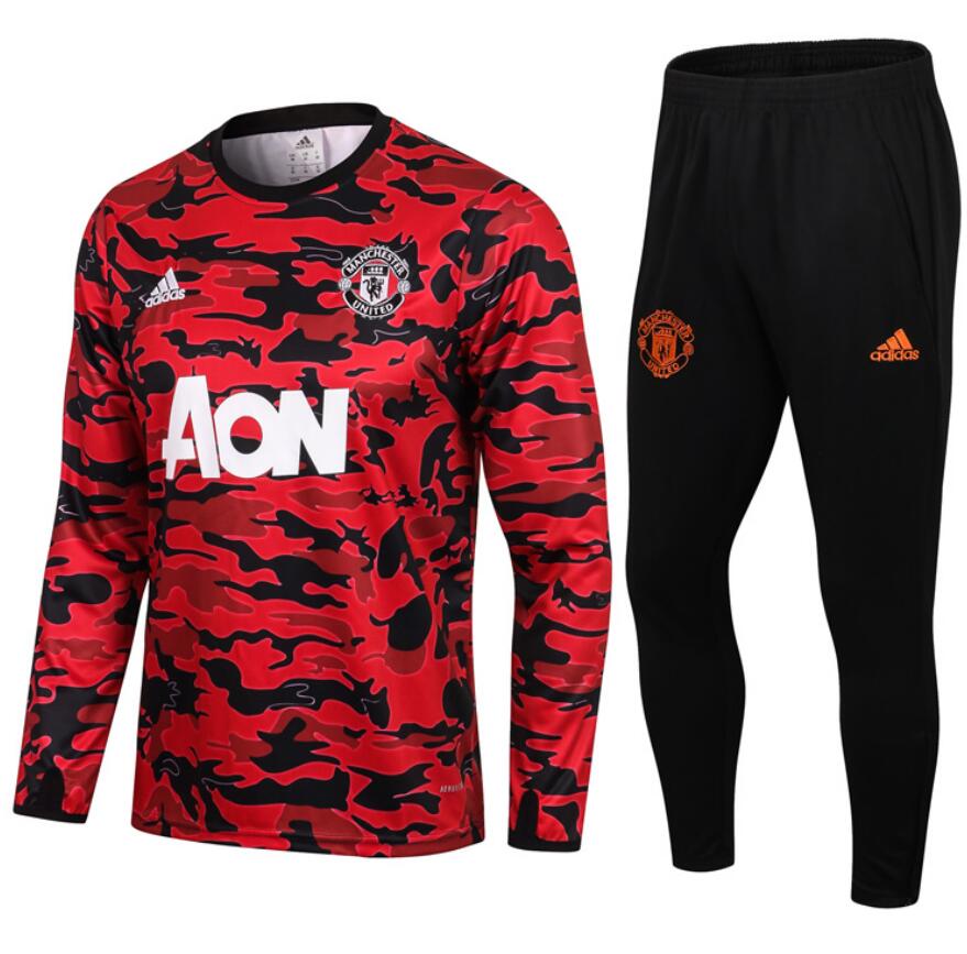 2021/22 Manchester United Red Black Training Sweatshirt with Pants